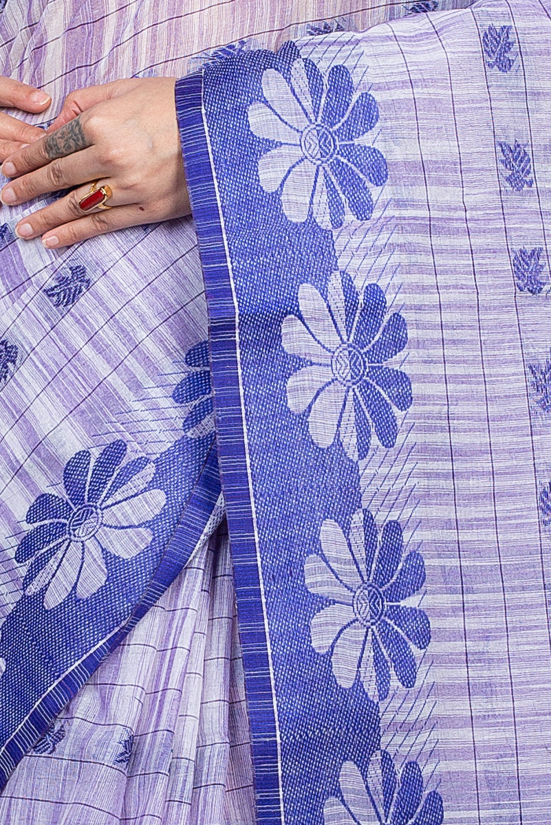 Parpel Blue Pure Cotton KotkiTat Tant Saree (891)